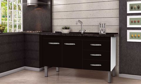 ARMARIO COZINHA 114CM EURO PRETO FIMAP