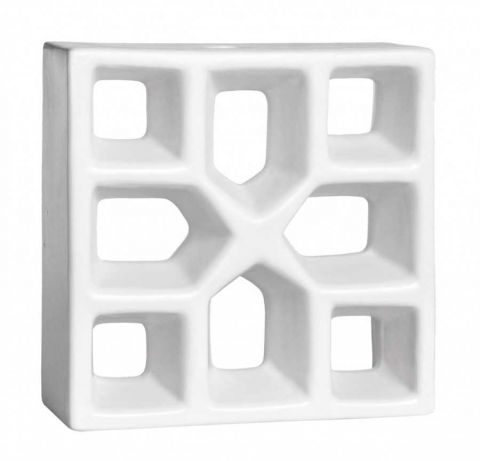Tijolo Esmaltado Vazado Reto Xis Branco 8 X 19 X 19cm