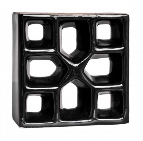 Tijolo Esmaltado Vazado Reto Xis Preto 8 X 19 X 19cm