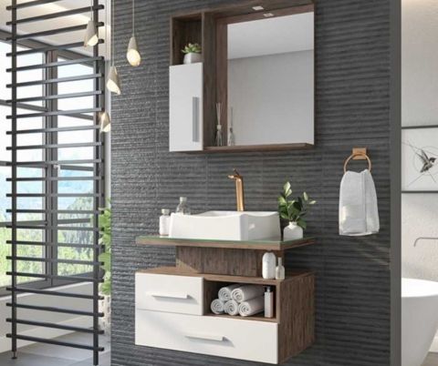 Armario Banheiro 70cm Trento Suspenso Tt - Br Kit Gaam