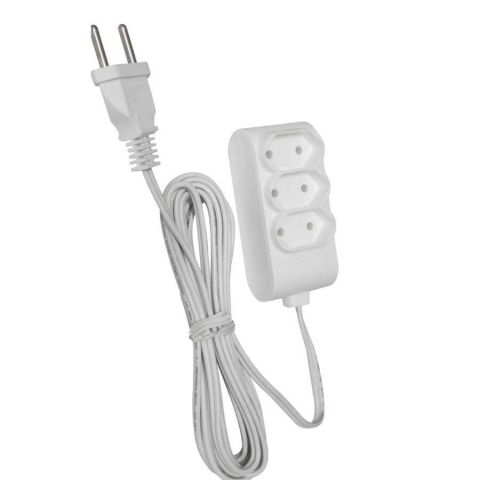 Extensao Eletrica 1.5 Metros 2p+t 10a 3 Tomadas Branca Fame