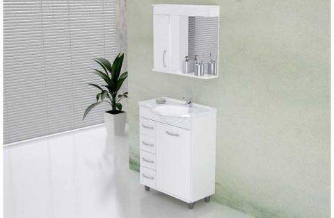 Armario Banheiro Rorato Kit 60cm Viena Branco C/e