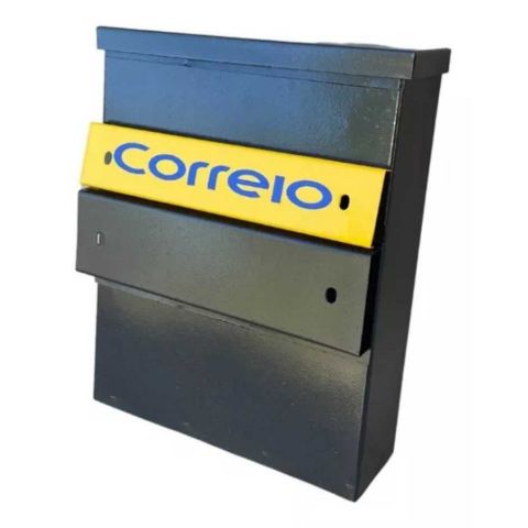 Caixa Correio Preta Vertical 6 X 25 X 35cm Schissel