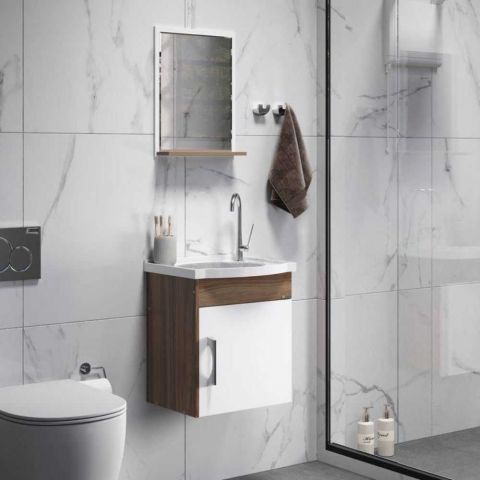 Gabinete Banheiro Kit Turim 39cm Nogal - Rorato