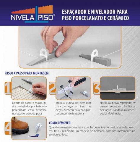 Nivelador Pisos 3.0mm Branco 50 Pecas Nivela Piso