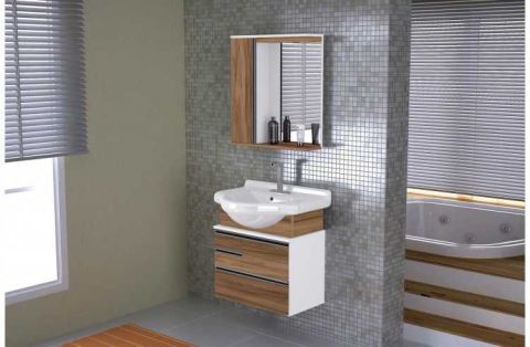 Armario Banheiro Kit Firenze 63,5cm Nogal Sevilha