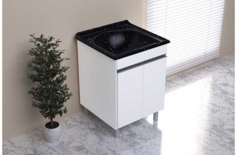 Armario Kit Lavanderia Amelia 61 X 61cm Pedra Escura Rorato