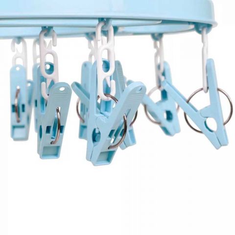 Varal Mini Dobravel Oval 24 Prendedores Azul Mor