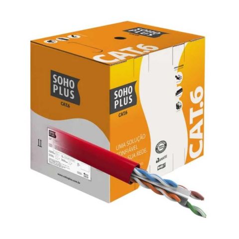 Cabo Lan Cat6 Vermelho - 1 Metro - Sohoplus