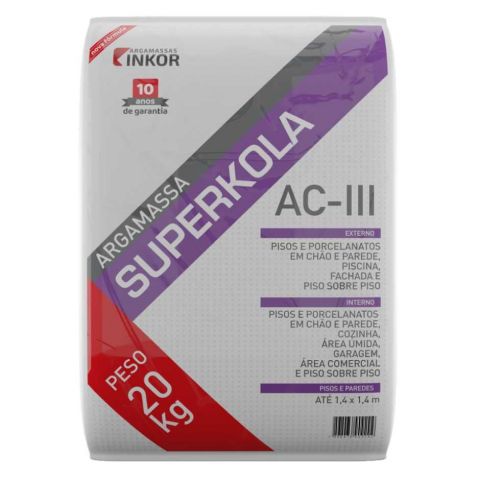 Argamassa Superkola Ac-3 - Cinza - 20kg - Inkor