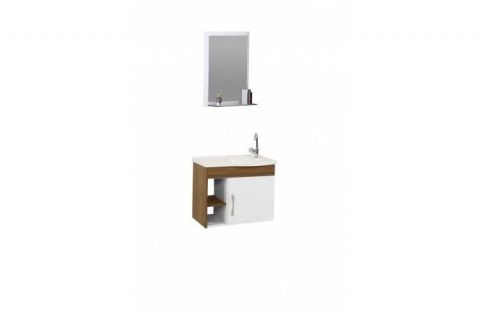 Armario Banheiro Kit Turim 55,5cm Nogal Sevilha