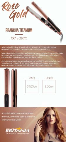 Prancha Britania Titanium Rose Gold - Bivolt