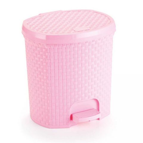 Lixeira Com Pedal Rattan 6 Litros Rosa Baby