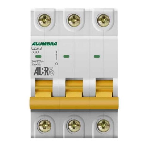 Disjuntor Din Tripolar - C25 - Branco - 50/60hz - Alumbra