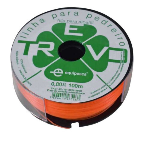 Linha Pedreiro Nylon 0.80mm X 100 Metros Laranja - Equipesca