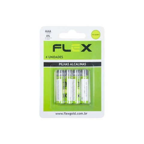 Pilha Alcalina Aaa - 1.5v - 04 Pecas - Flex Gold