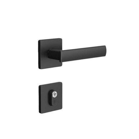Fechadura Externa Roseta Quadrada Preto Fosco - 3f