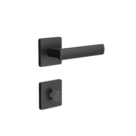 Fechadura Banheiro Roseta Quadrada Preto Fosco - 3f