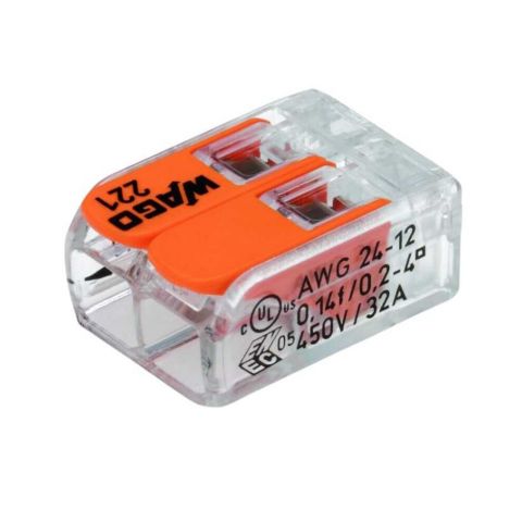 Conector Emenda 2 Polos 221.412 - 4mm² 30a - Wago