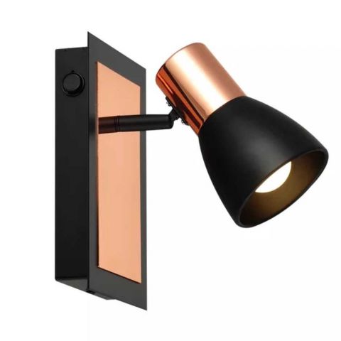 SPOT NOIR QUADRADO PRETO FOSCO/COBRE 1 LAMPADAS E27 - AVANT