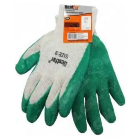 Luva Malha Emborrachada Branca/verde Tamanho "xg" - Bestfer