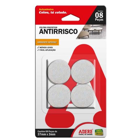 PROTETOR FELTRO ANTIRRISCO 37 X 3MM - 8 PECAS - ADERE