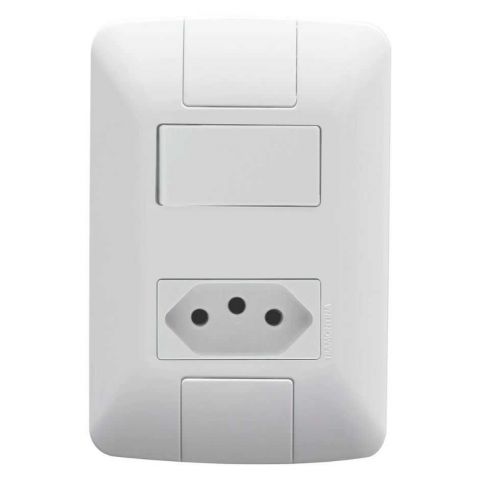 CONJUNTO 1 INTERRUPTOR + 1 TOMADA 20A ARIA BRANCA TRAMONTINA