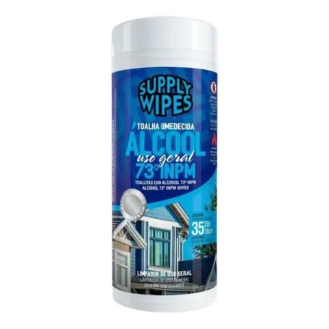 Toalhas Umedecidas - Alcool 73 - 20x18 - 35 Pecas - Supply Wipes