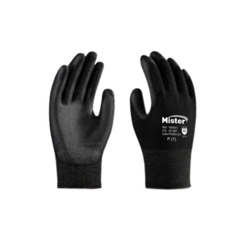 Luva de Nylon com Banho de PU T - G9 - Preta - Mister