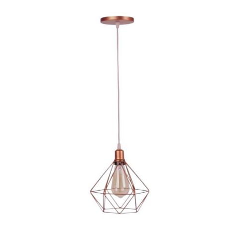 Pendente Aramado Diamante 24cm - 1xe27 - Rose - Reue