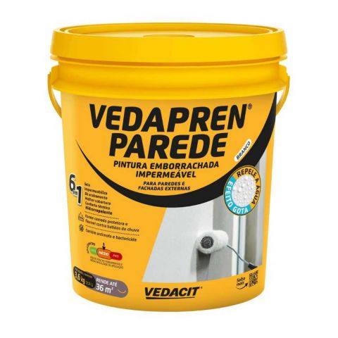 Pintura Emborrachada Parede Branco 3.6l - Vedapren Parede