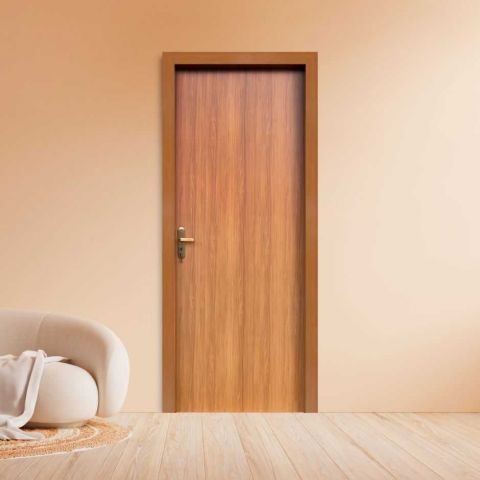 Kit Porta Acabada Imbuia 215 X 80cm Com Vista E Acessórios - Grantok