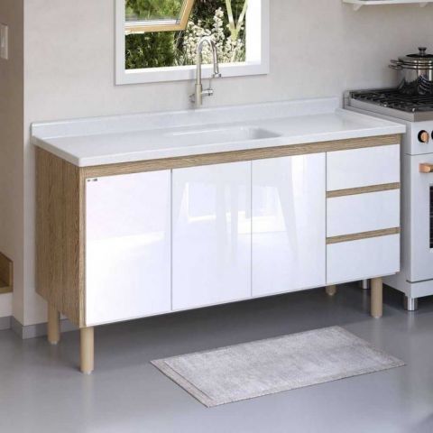 Gabinete De Cozinha 144cm Branco - Rorato