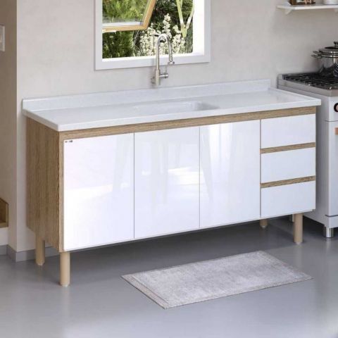 Gabinete De Cozinha 154cm Branco - Rorato