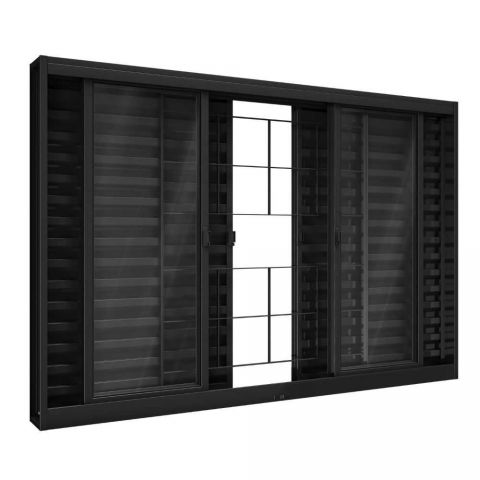Janela Aco Veneziana C/g 100 X 12 X 200cm Preta - Riobras