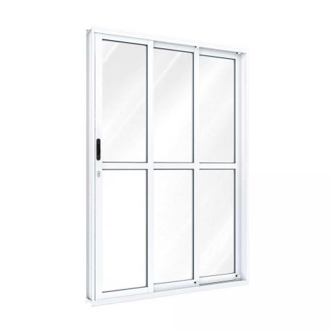 Porta Aluminio Correr Lateral Branca 213 X 150cm - D - Riobras