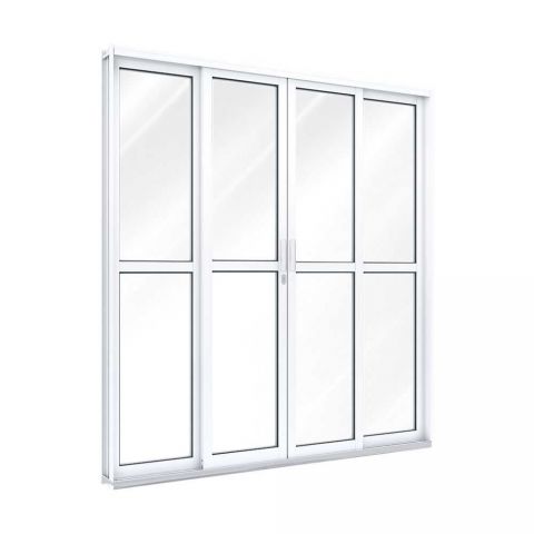 Porta Aco Correr Central Branca 213 X 200cm - Riobras