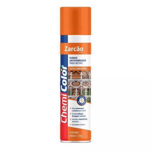 Zarcao Fundo Antiferrugem Spray Para Metais 400ml - Chemicolor