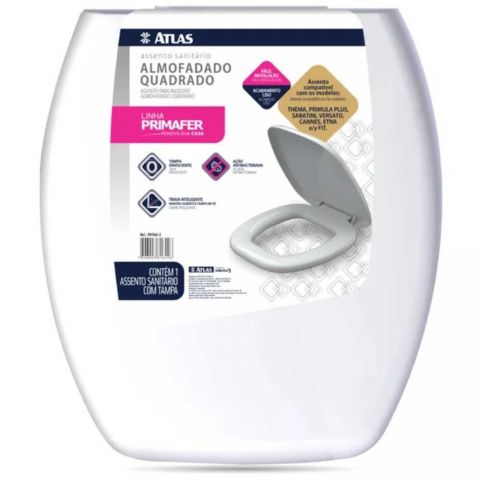 Assento Almofadado Quadrado Branco - Atlas