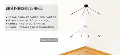 Varal Mestre Canto De Parede 4 Varetas Branco