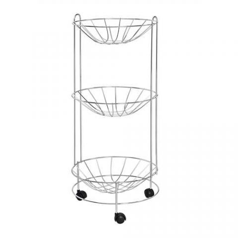 Fruteira Tripla Com Roda Cromada Plus Arthi