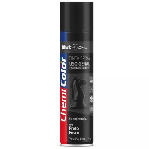 TINTA SPRAY FOSCO PRETO 400ML - CHEMICOLOR