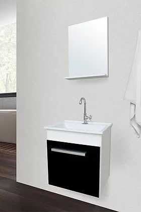 Armario Banheiro 44cm Kit Hit Branco/preto Fimap