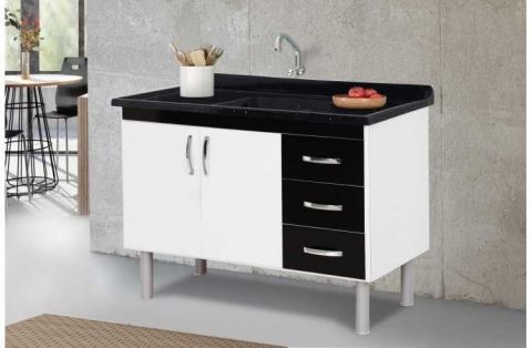 Gabinete Cozinha Toquio 116cm Preto - Rorato