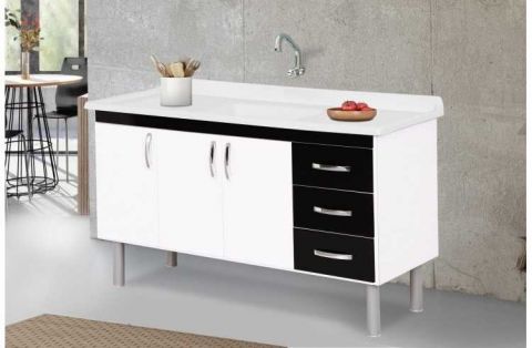 Gabinete Cozinha Toquio 144cm Preto - Rorato