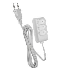 Extensao Eletrica 1.5 Metros 2p+t 10a 3 Tomadas Branca Fame