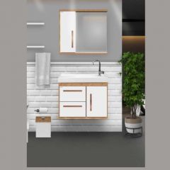 ARMARIO BANHEIRO KIT SIENA 60CM ANTIQUA - BRANCO - FABRIBAM