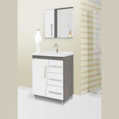 ARMARIO BANHEIRO KIT SYRIUS 62CM ETNA - BRANCO - FABRIBAM