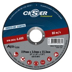 DISCO CORTE ABRASIVO ACO - PRO - 229 X 3.0 X 22,2MM - CISER