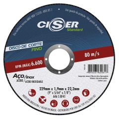 Disco Corte Abrasivo Aco - Std - 229 X 1.9 X 22,2mm - Ciser